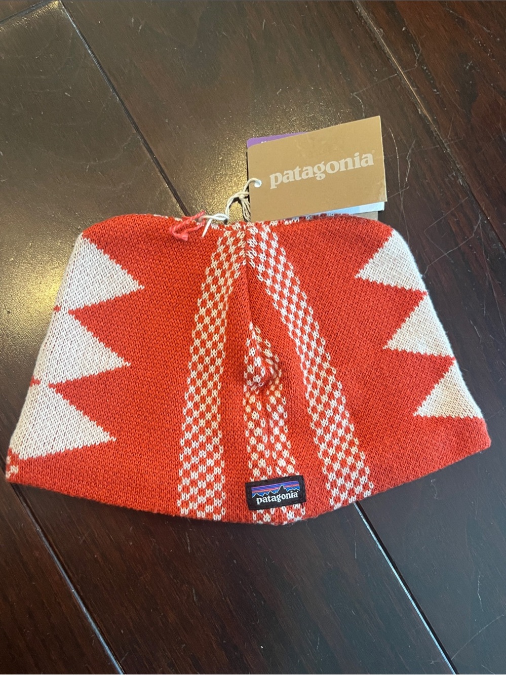 Patagonia Baby Animal Friends Rust and White Knit Beanie Hat 12-24 months